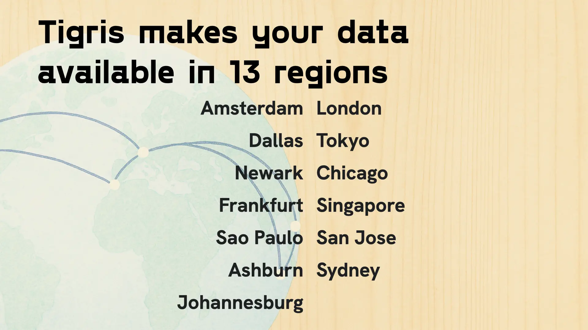 Tigris makes your data available in 13 regions