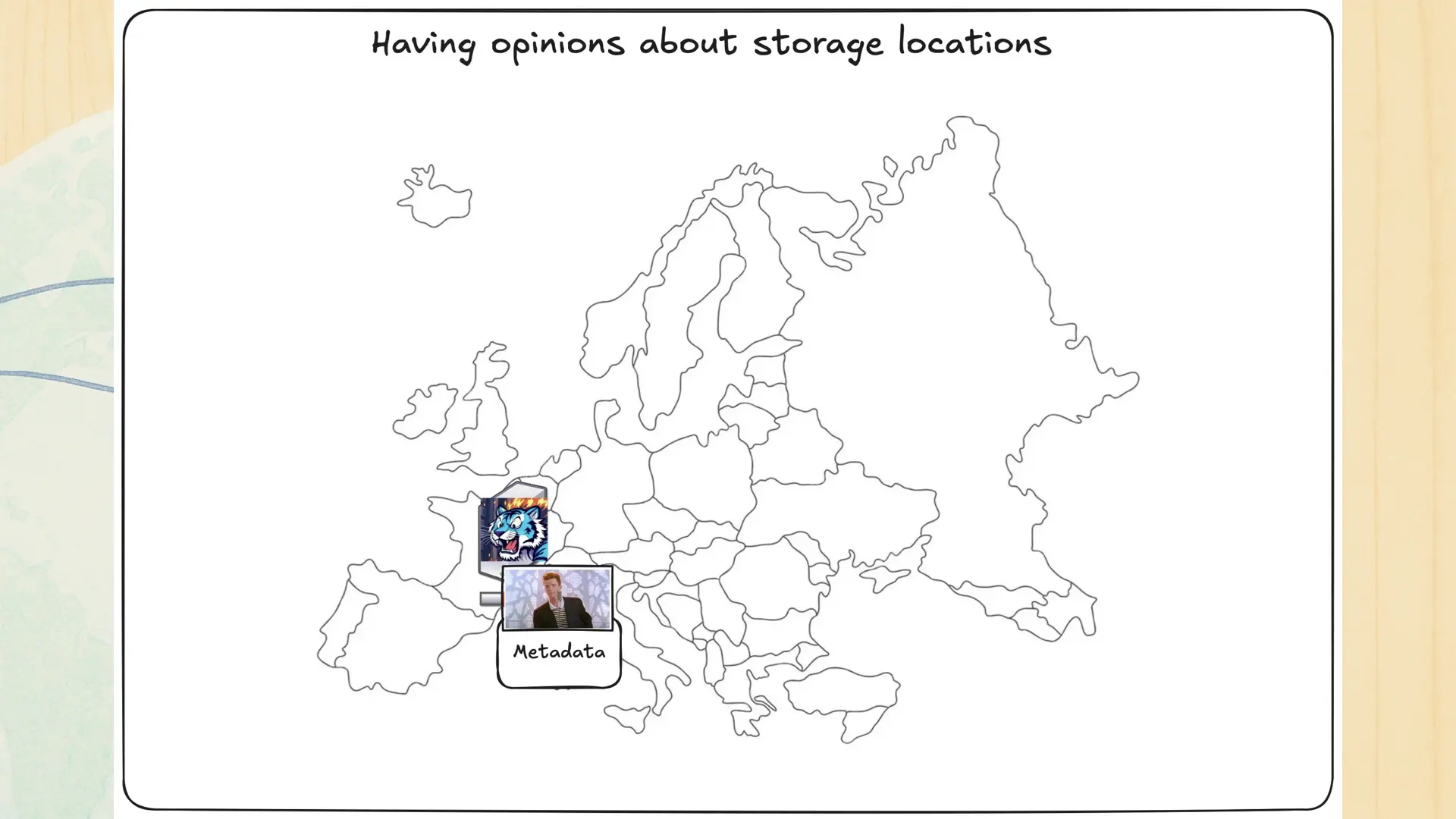 A map of the European Union with a Tigris server near Frankfurt.