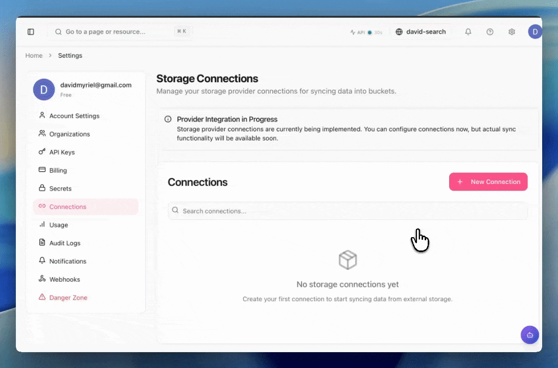 Creating a Tigris bucket and connecting Mixpeek