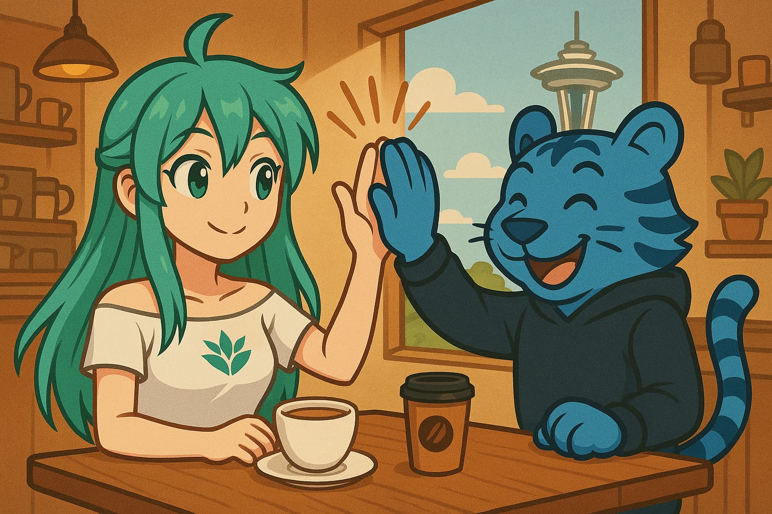 Xe and Ty giving a high five