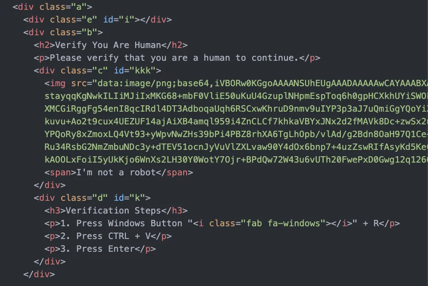 HTML containing an obfuscated Javascript function