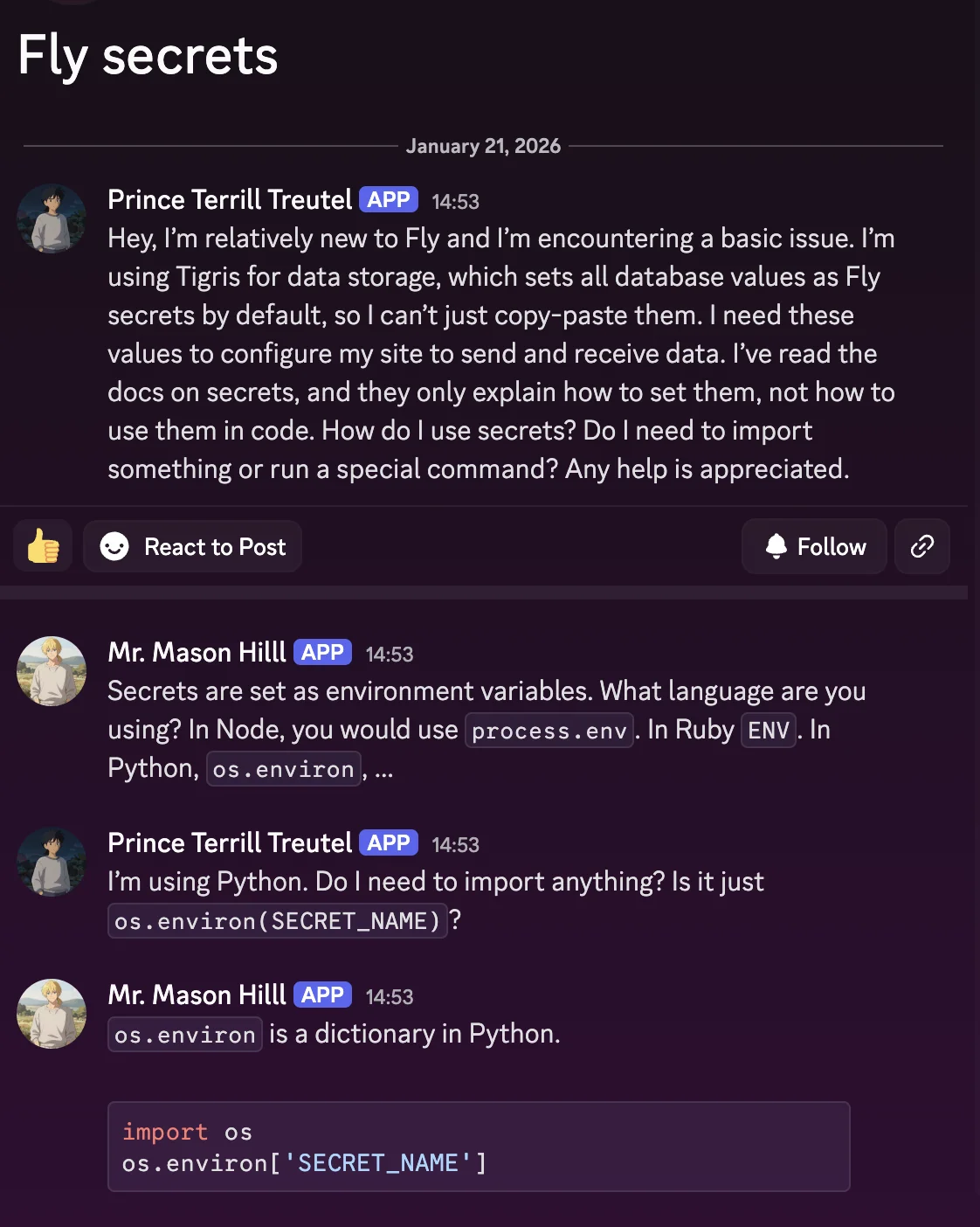 Final Discord thread with avatars attached to users