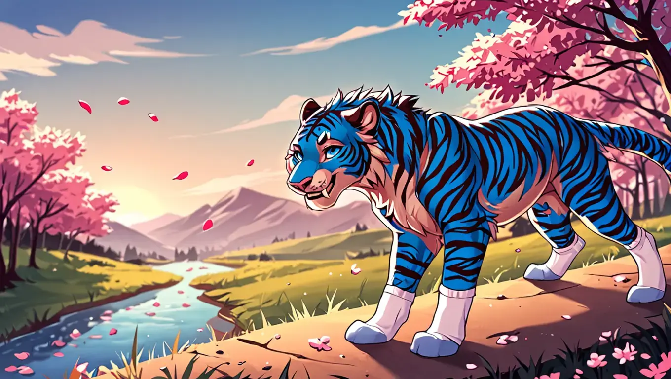 A majestic blue tiger wearing socks.
