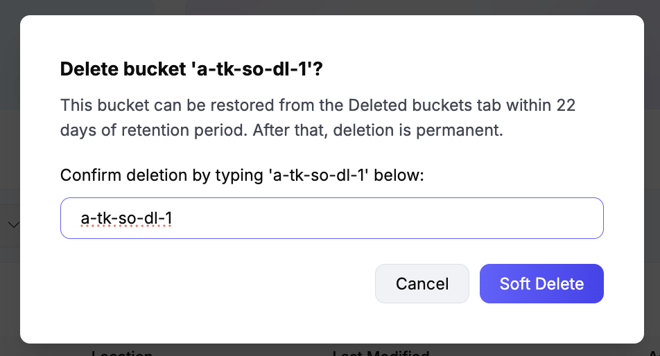Delete bucket