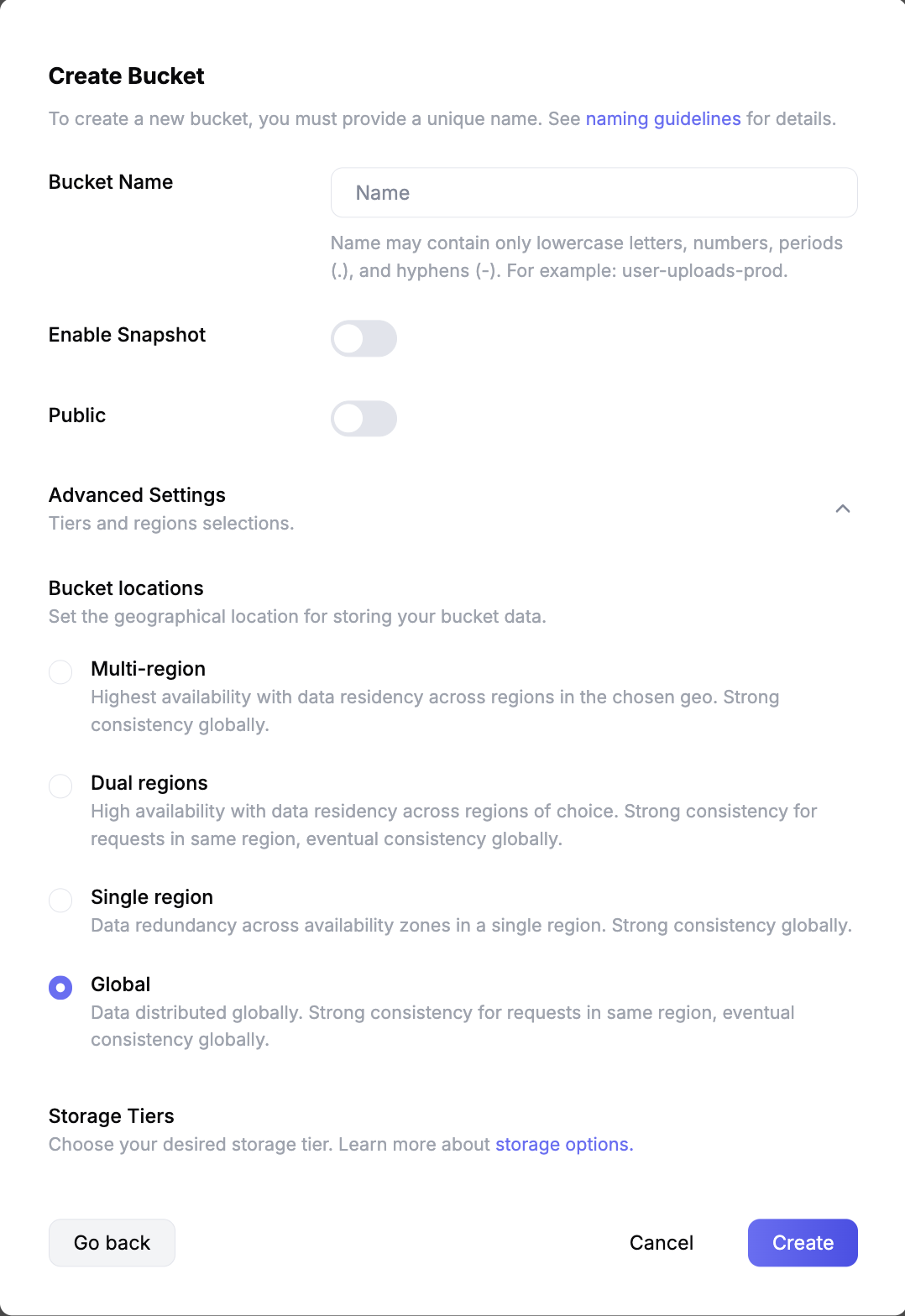 Create Tigris Bucket